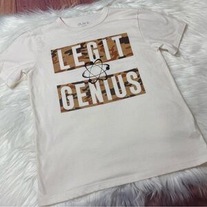 The Children's Place Youth Boy Size M (7/8) White 'Legit Genius' Graphic Shirt